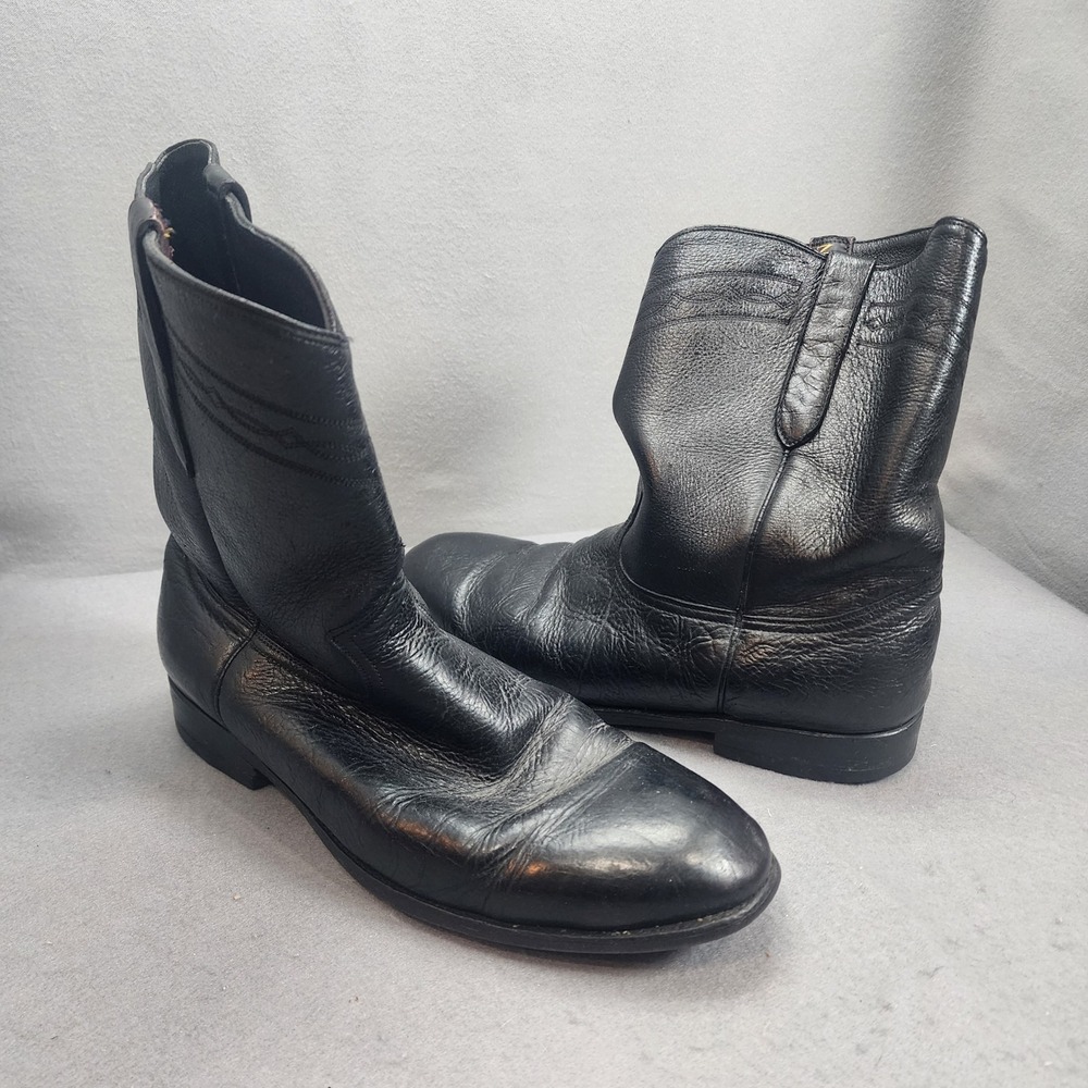 Longhorn Roper Boots Black Leather Handcrafted Mexico Western Mens Size 13